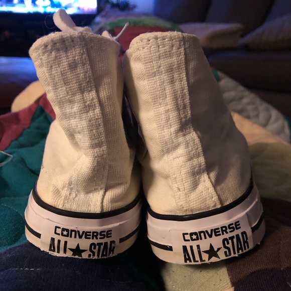 Converse White High Tops with Logo Patch - Picture 3 of 12